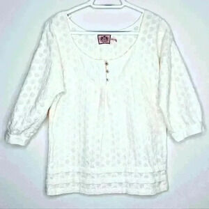 Vintage Juicy Couture Heavily Embroidered  Eyelet Cotton Blouse Item# AD